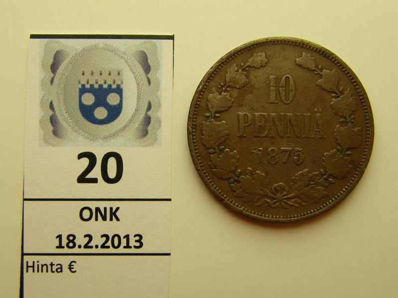 k-0020-a.jpg - Kohde 20, lhthinta: 40 € 10 p 1875 rvja, kunto: 3