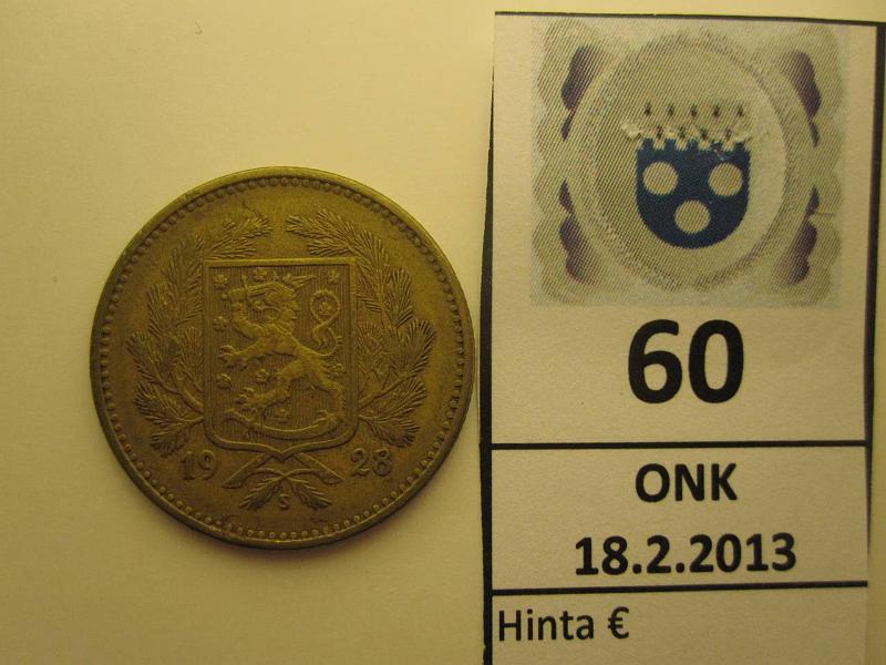 k-0060-a.jpg - Kohde 60 (kuva 1/2), lhthinta: 50 € 5 mk 1928, kunto: 4