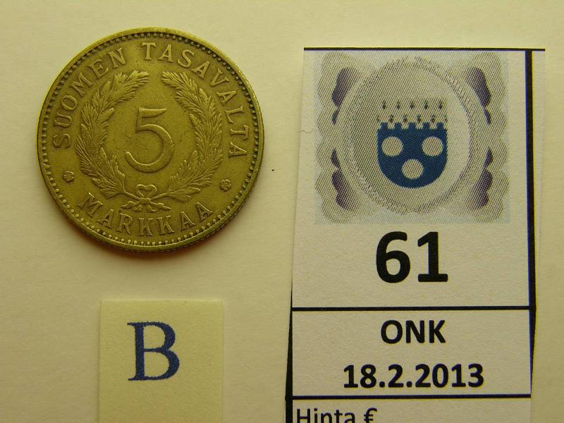 k-0061-b.jpg - Kohde 61 (kuva 2/2), lhthinta: 50 € 5 mk 1929 SNY 504.1, mv, kunto: 5/4