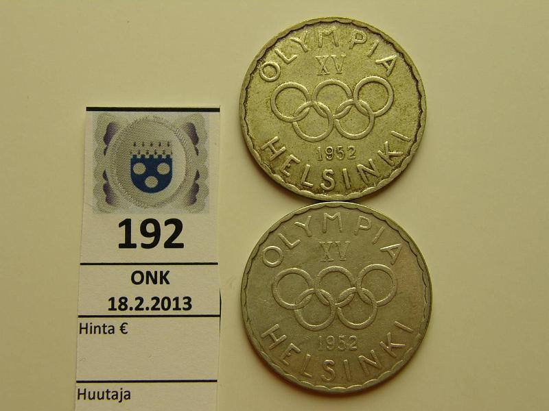 k-0192-a.jpg - Kohde 192, lhthinta: 20 € 500 mk 1952 (2) Ag, SNY 656.1, kunto: 5,6