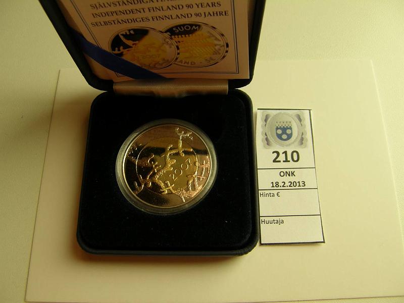 k-0210-a.jpg - Kohde 210, lhthinta: 12 € 5 € 2007 Proof, Itsenisyys 90v, kotelo, tod, kunto: 10