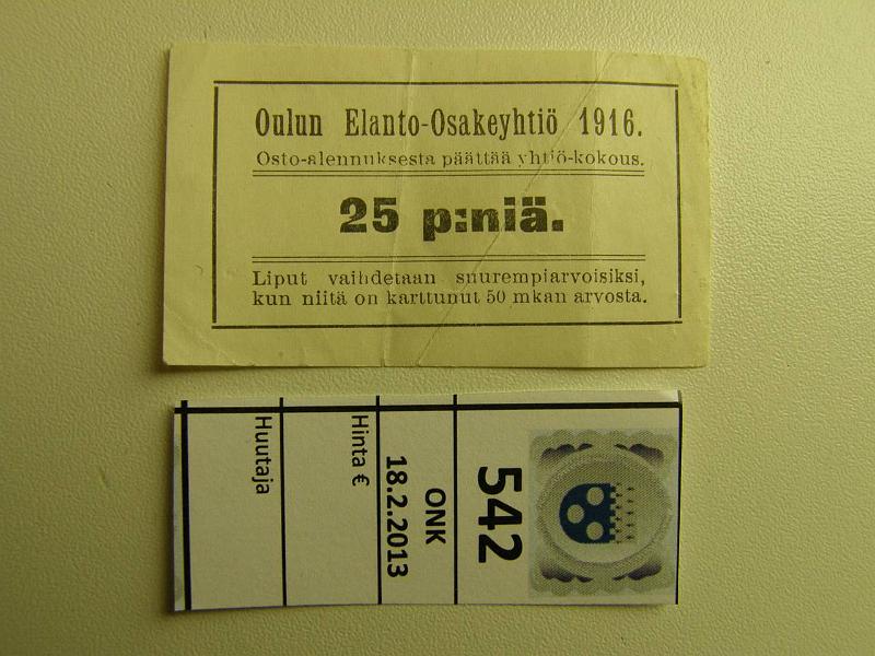 k-0542-a.jpg - Kohde 542, lhthinta: 10 € 25 p 1916 Oulun Elanto Osakeyhti 25 p:ni, 6, 3x3, 6cm, ei Pasasen kirjassa, kunto: 5