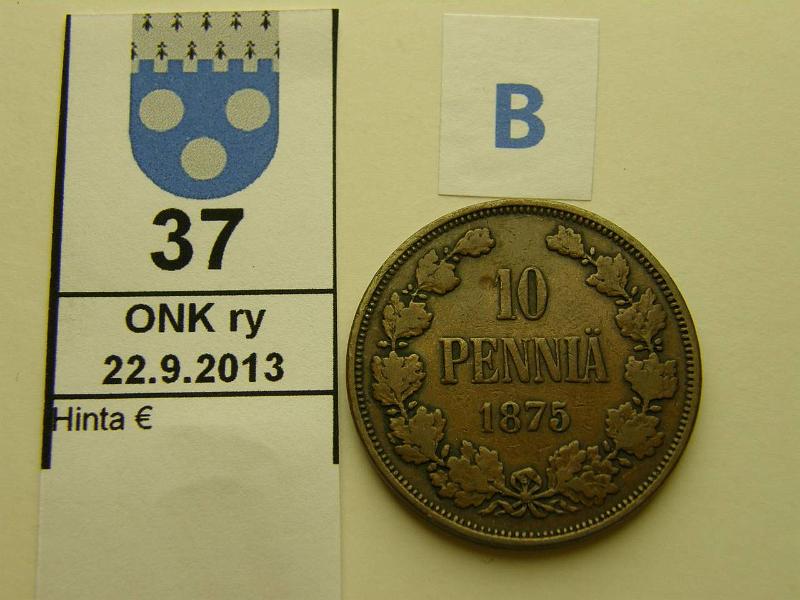 k-0037-b.jpg - Kohde 37 (kuva 2/2), lhthinta: 100 € / myyntihinta: 110 € 10 p 1875 eprv, pij, kansiokelpoinen kpl, kunto: 4