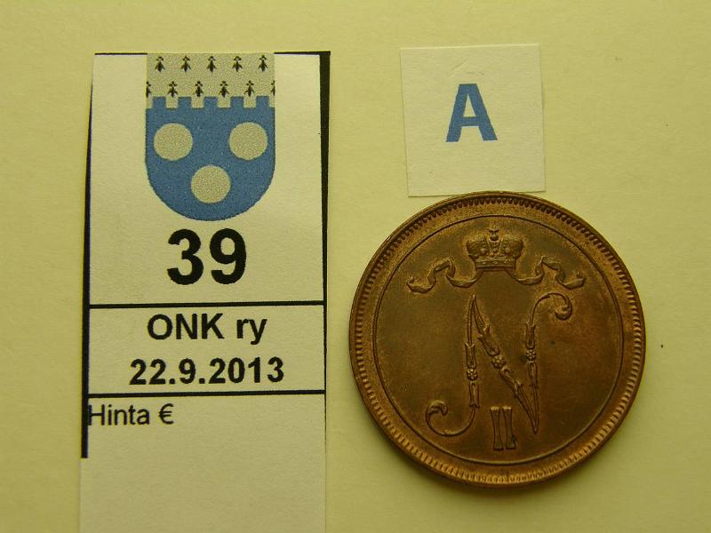 k-0039-a.jpg - Kohde 39 (kuva 1/2), lhthinta: 100 € / myyntihinta: 110 € 10 p 1912 erittin kaunis!, kunto: 8