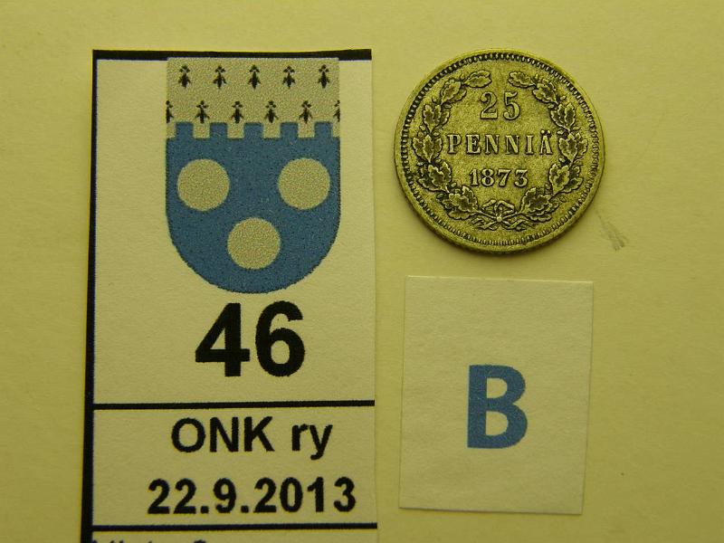 k-0046-b.jpg - Kohde 46 (kuva 2/2), lhthinta: 10 € / myyntihinta: 14 € 25 p 1873 Ag, kunto: 6/5