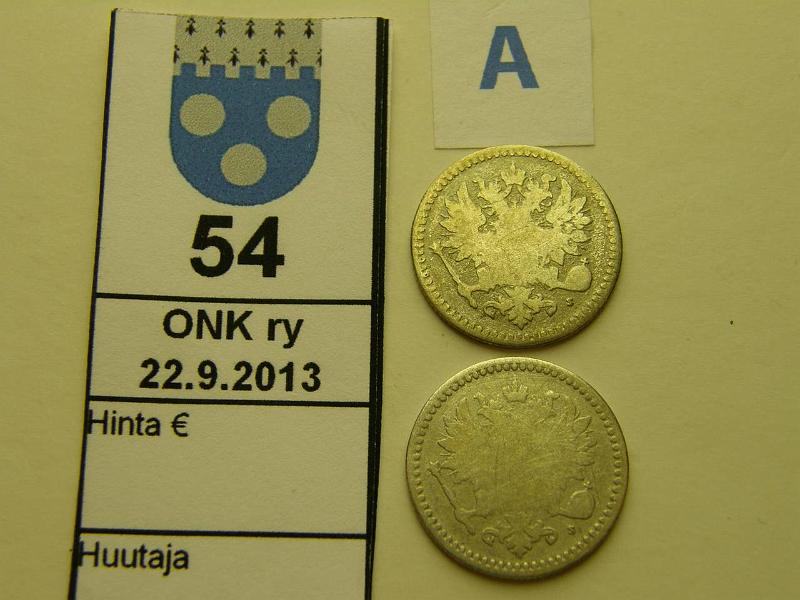 k-0054-a.jpg - Kohde 54 (kuva 1/2), lhthinta: 15 € / myyntihinta: 16 € 50 p 1866, -69 Ag, kunto: 2/3