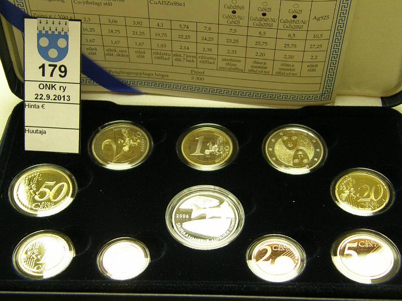 k-0179-a.jpg - Kohde 179, lhthinta: 45 € / myyntihinta: 92 € 2006 proof, sis. Ag-jetonin ja nioikeus 2€ juhlarahan, laatikko, tod, kunto: 10