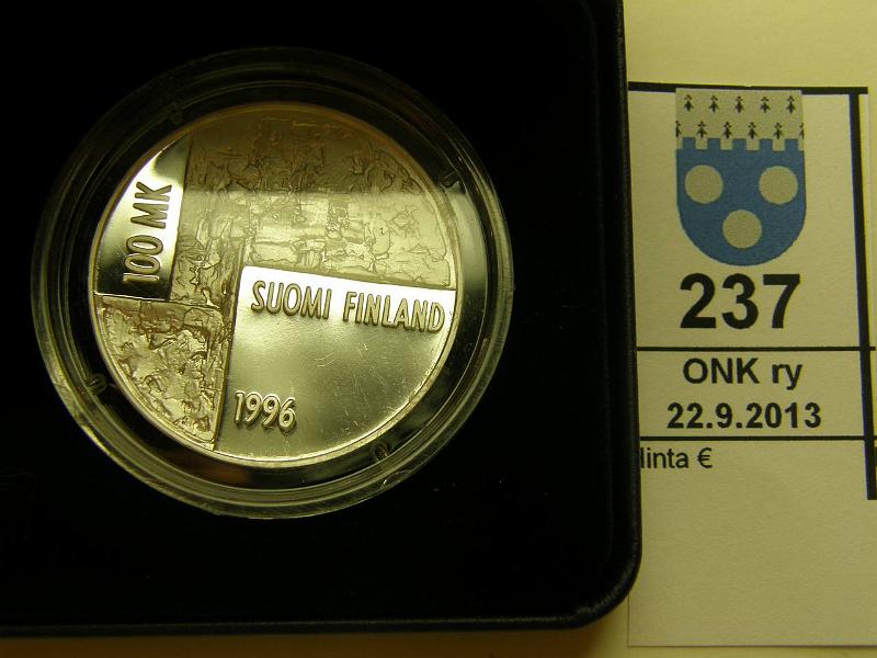 k-0237-a.jpg - Kohde 237, lhthinta: 75 € / myyntihinta: 93 € 100 mk 1996 Ag, proof, Schjerfbeck, kotelo, tod, kunto: 10