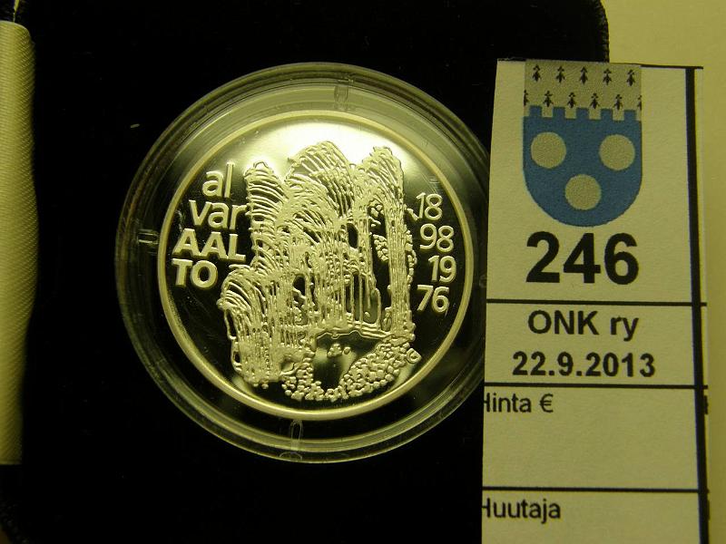 k-0246-a.jpg - Kohde 246, lhthinta: 25 € / myyntihinta: 29 € 100 mk 1998 Ag, proof, Aalto, kotelo, tod, kunto: 10