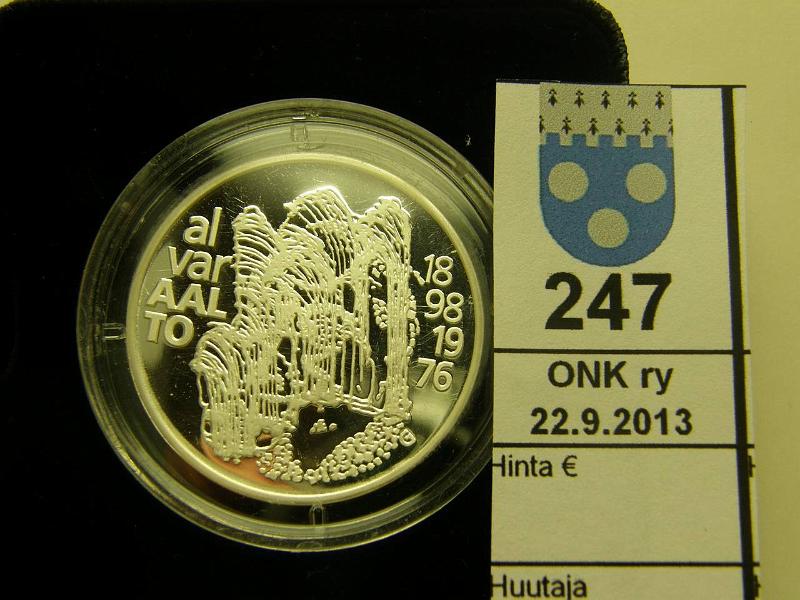 k-0247-a.jpg - Kohde 247, lhthinta: 25 € / myyntihinta: 37 € 100 mk 1998 Ag, proof, Aalto, kotelo, tod, kunto: 10