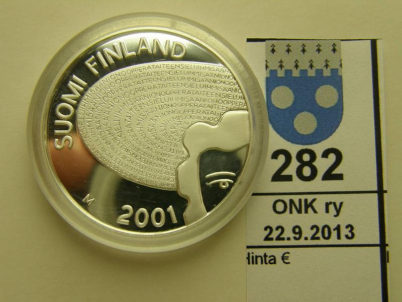 k-0282-a.jpg - Kohde 282, lhthinta: 35 € / myyntihinta: 35 € 100 mk 2001 Ag, proof, Ackt, kapseli, kunto: 10