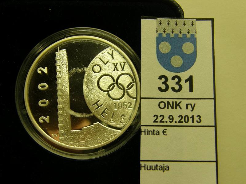 k-0331-a.jpg - Kohde 331, lhthinta: 20 € / myyntihinta: 20 € 10 € 2002 Ag, proof, Olympia, kotelo, tod, jossa km, kunto: 10