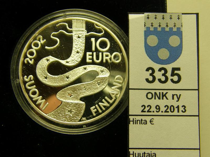 k-0335-a.jpg - Kohde 335, lhthinta: 21 € / myyntihinta: 21 € 10 € 2002 Ag, proof, Lnnrot, kotelo, tod, jossa km, kunto: 10