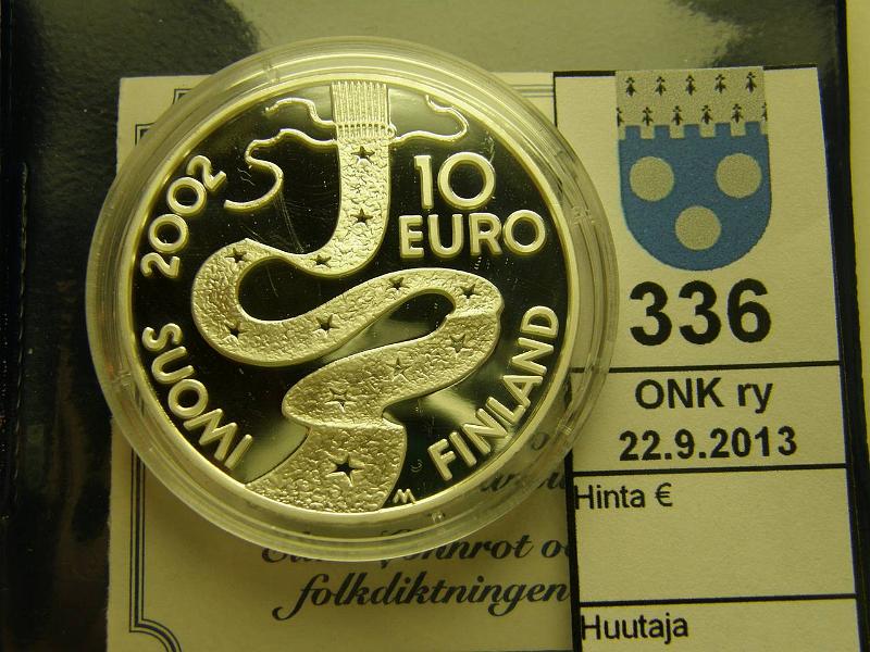 k-0336-a.jpg - Kohde 336, lhthinta: 21 € / myyntihinta: 21 € 10 € 2002 Ag, proof, Lnnrot, muovikotelo, tod, kunto: 10