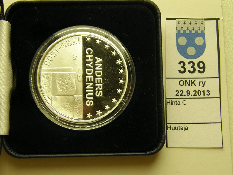 k-0339-a.jpg - Kohde 339, lhthinta: 20 € / myyntihinta: 20 € 10 € 2003 Ag, proof, Chydenius, kotelo, tod, kunto: 10