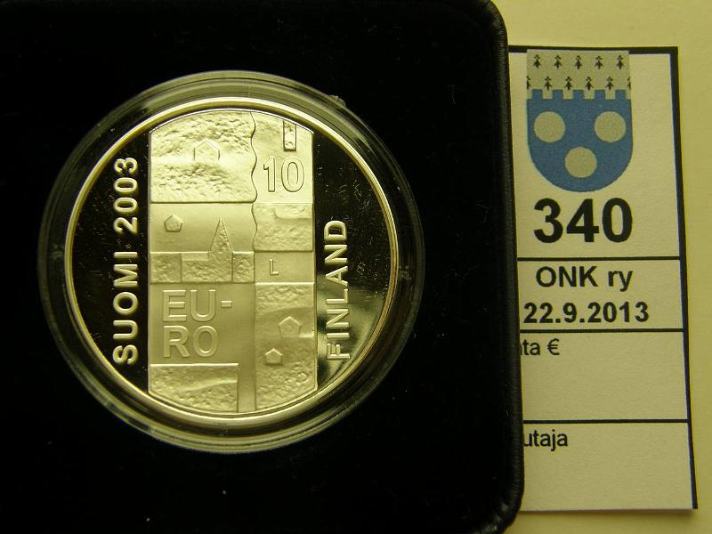 k-0340-a.jpg - Kohde 340, lhthinta: 20 € / myyntihinta: 20 € 10 € 2003 Ag, proof, Chydenius, kotelo, tod, kunto: 10