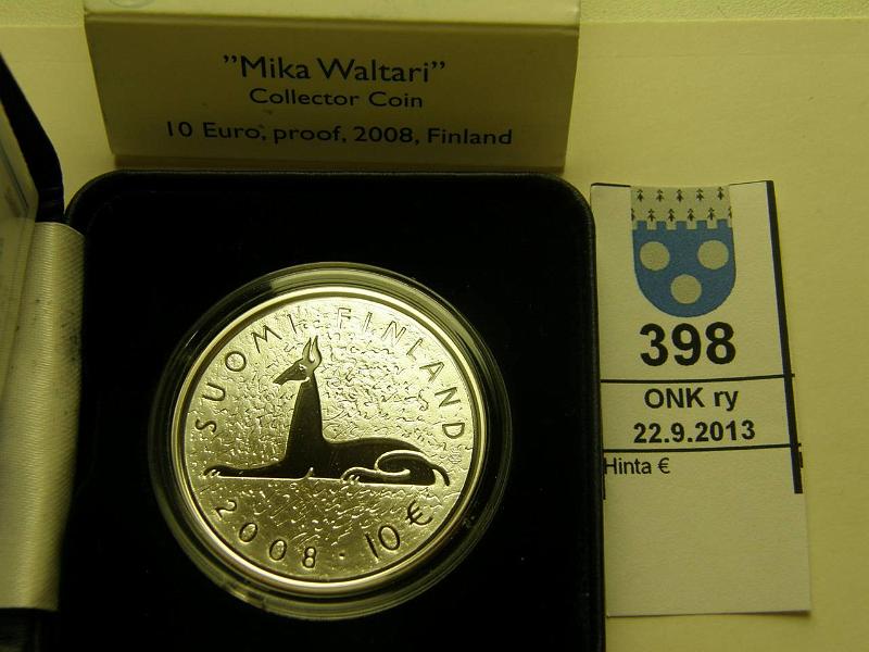 k-0398-a.jpg - Kohde 398, lhthinta: 27 € / myyntihinta: 28 € 10 € 2008 Ag, proof, Waltari, kotelo, tod, kunto: 10