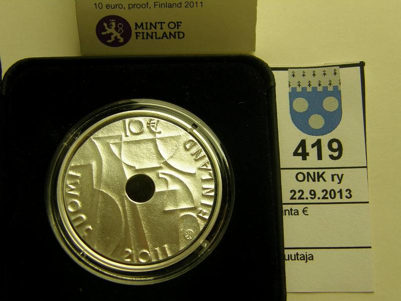 k-0419-a.jpg - Kohde 419, lhthinta: 26 € / myyntihinta: 34 € 10 € 2011 Ag, proof, Franck, kotelo, tod, kunto: 10