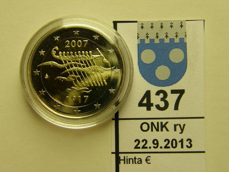 k-0437-a.jpg - Kohde 437, lhthinta: 8 € / myyntihinta: 8 € 2007 proof, Itsenisyys 90v, kapseli, kunto: 10