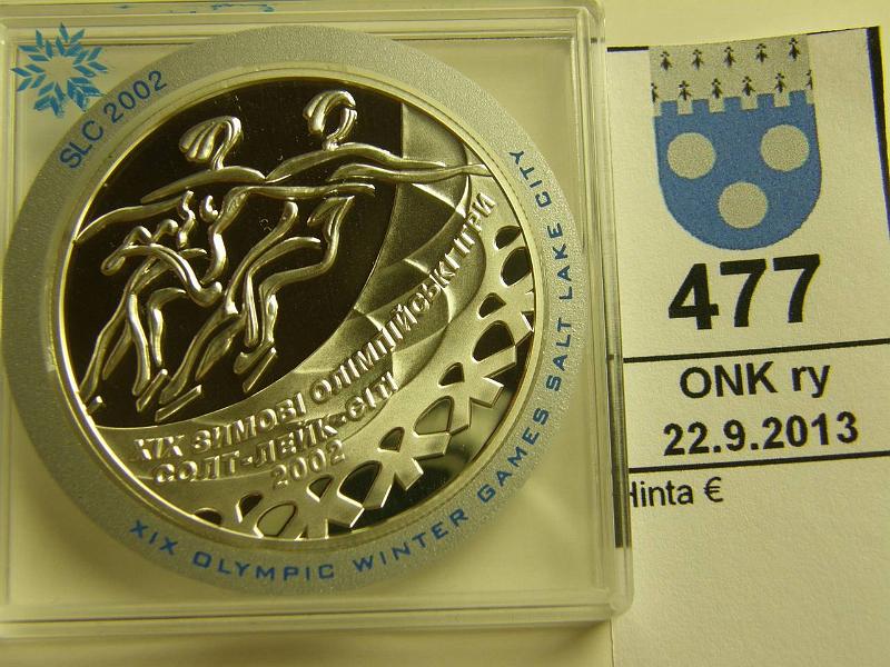 k-0477-a.jpg - Kohde 477, lhthinta: 20 € / myyntihinta: 20 € Ukraina 10 hryven 2001 KM#131 Ag, proof, Salt Lake City 2002, jtanssi, kapseli, kunto: 10