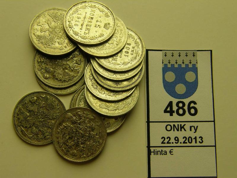 k-0486-a.jpg - Kohde 486, lhthinta: 5 € / myyntihinta: 25 € 15 kop (14) 1902-1915 Y#21a.2; 21a.3 Ag, 1902, -03, -04, -05, -06, -07, -08, -09, -11, -12, -13, -14, -15, -16, kunto: 3-9