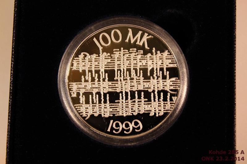 k-0285-a.jpg - Kohde 285, lhthinta: 28 € / myyntihinta: 28 € 100 mk 1999 Ag, Proof, Sibelius, kotelo + tod., kunto: 10