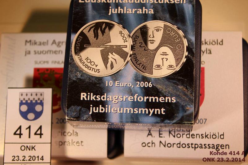 k-0414-a.jpg - Kohde 414, lhthinta: 60 € / myyntihinta: 63 € 2006-2007 (3) Ag, Proof, Eduskunta, Nordenskild, Agricola, kotelot + tod., kunto: 10