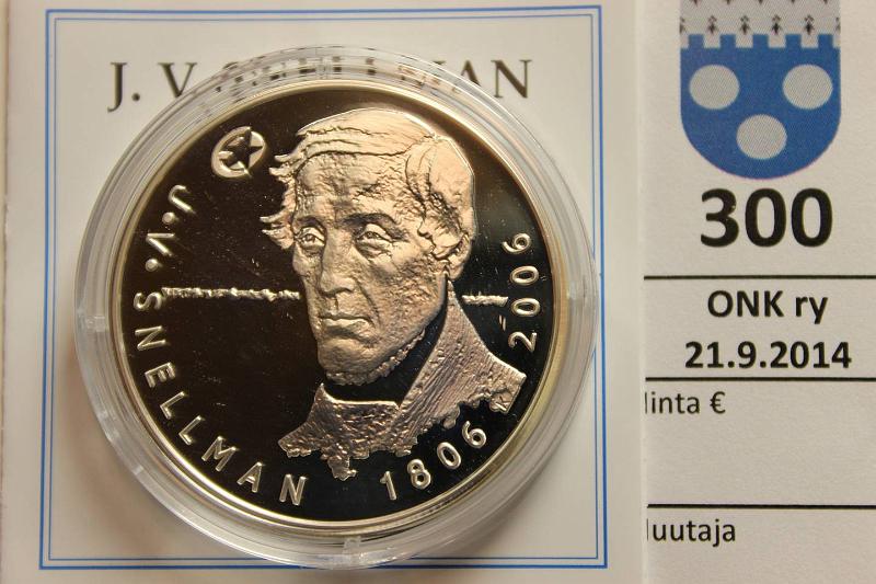 k-0300-a.jpg - Kohde 300, lhthinta: 19 € / myyntihinta: 19 € 10 € 2006 Ag, Proof, Snellman, kapseli, muovikotelo, tod., kunto: 10