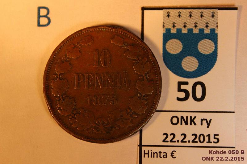 k-0050-b.jpg - Kohde 50 (kuva 2/2), lhthinta: 50 € / myyntihinta: 77 € 10 p 1875 rvja, ij, kunto: 2