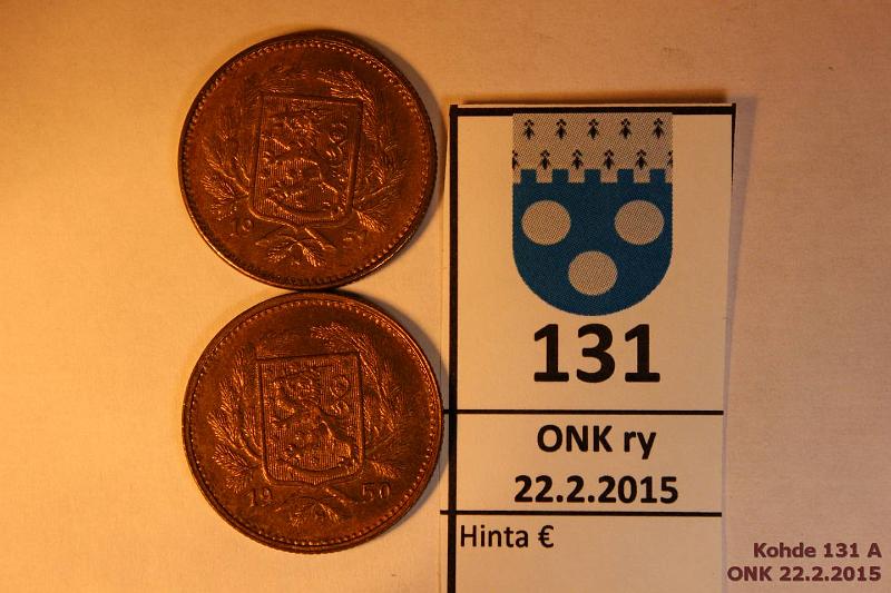 k-0131-a.jpg - Kohde 131, lhthinta: 10 € / myyntihinta: 10 € 5 mk 1950, 51 Mess, leimakiilto. Erittin kauniit!, kunto: 8