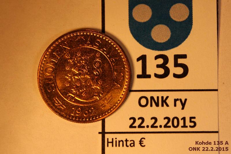 k-0135-a.jpg - Kohde 135, lhthinta: 5 € / myyntihinta: 9 € 10 mk 1962 loistelias!, kunto: 9