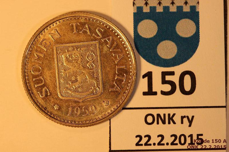 k-0150-a.jpg - Kohde 150, lhthinta: 10 € / myyntihinta: 10 € 100 mk 1959 Ag, likaa, kunto: 7