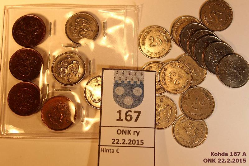 k-0167-a.jpg - Kohde 167, lhthinta: 10 € / myyntihinta: 10 € 25 p 1921-45 (21) CuNi, Cu, Fe, kaikki v:t (1940 Cu kl 7, tumma), kunto: 4-8