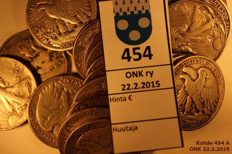 k-0454-a.jpg - Kohde 454, lhthinta: 80 € / myyntihinta: 80 €  $ (26) 1920-47 KM#142 Ag, 26 x 12,5g/900 (Ag 290g) Walking Liberty Half Dollar, 1920, 34, 35, 36, 37, 38, 39, 39D, 40, 41, 41D, 41S, 42, 42D, 42D, 43, 43D, 43S, 44, 44D, 45, 45D, 45S, 46, 47, 47D, kunto: 3-6