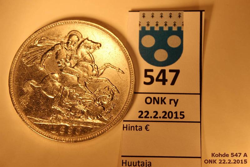 k-0547-a.jpg - Kohde 547, lhthinta: 20 € / myyntihinta: 20 € UK 1 crown 1890 KM#765 Ag 28,28/925, puhd, kunto: 5