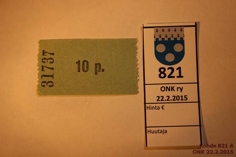 k-0821-a.jpg - Kohde 821, lhthinta: 20 € 10 p. ei vuosilukua Utajrven Osuuskauppa -tyyppinen lipuke ilman kauppahuoneen merkintj, n:o 31737, kunto: 8