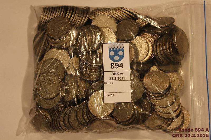 k-0894-a.jpg - Kohde 894, lhthinta: 190 € / myyntihinta: 295 € Ruotsi > 2kg 1kr 1965 (299) Ag, 2098g/400 (=839g hopeaa), kunto: vk