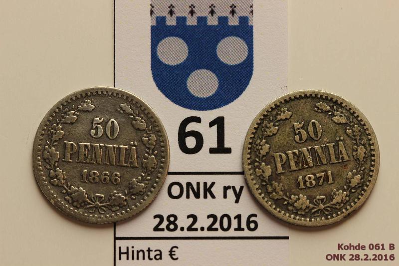 k-0061-b.jpg - Kohde 61 (kuva 2/2), lhthinta: 10 € / myyntihinta: 10 € 50 p 1866, -71 Ag, SNY 317, 320.1, -66 lpuhd, -71 eprv, kunto: 2/3, 4