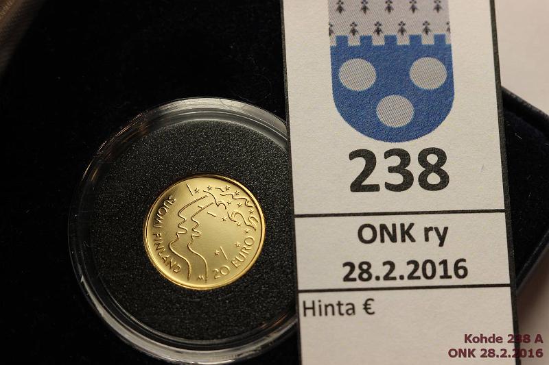 k-0238-a.jpg - Kohde 238, lhthinta: 40 € / myyntihinta: 47 € 20 € 2005 Au, proof, 1,73g/900, MM, kotelo, tod., kunto: 10