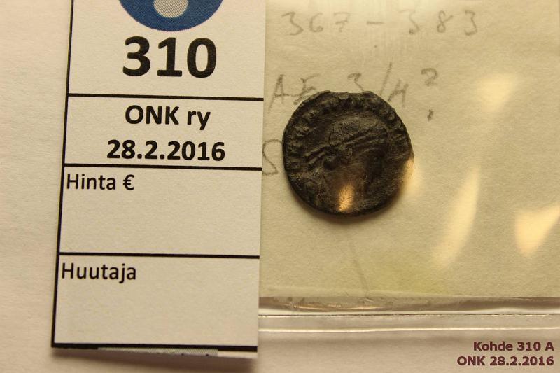 k-0310-a.jpg - Kohde 310, lhthinta: 15 € Rooma Gratianus 367-383 AD, vajaa, kunto: 3