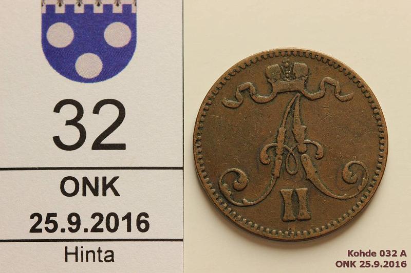 k-0032-a.jpg - Kohde 32 (kuva 1/2), lhthinta: 5 € 5 p 1867, kunto: 4