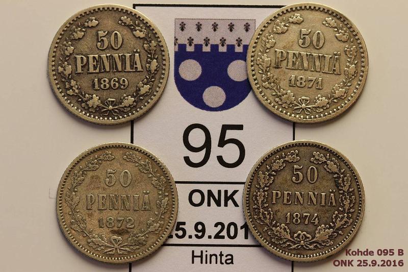 k-0095-b.jpg - Kohde 95 (kuva 2/2), lhthinta: 20 € / myyntihinta: 34 € 50 p 1869-74 (4) Ag, 1869, -71, -72, -74, kunto: 4-5