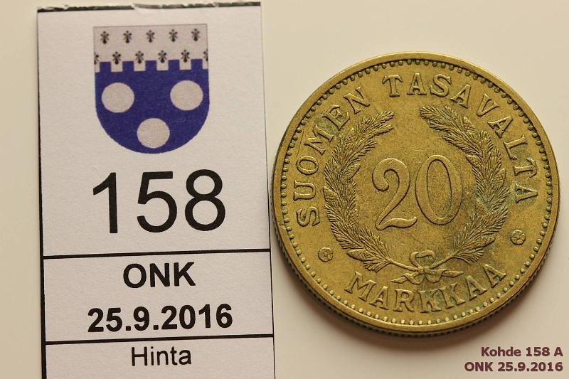 k-0158-a.jpg - Kohde 158 (kuva 1/2), lhthinta: 25 € 20 mk 1931 Tahra, kunto: 5