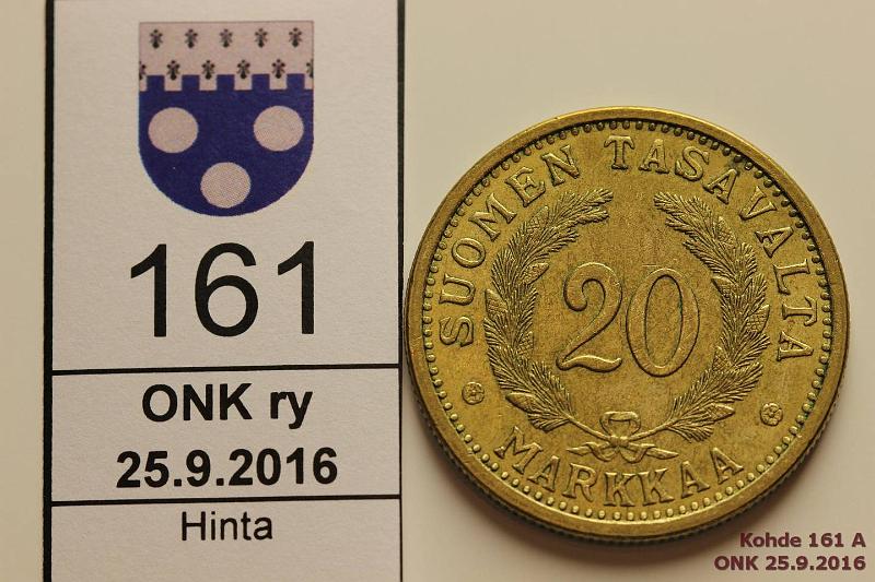 k-0161-a.jpg - Kohde 161 (kuva 1/2), lhthinta: 28 € / myyntihinta: 28 € 20 mk 1932, kunto: 6