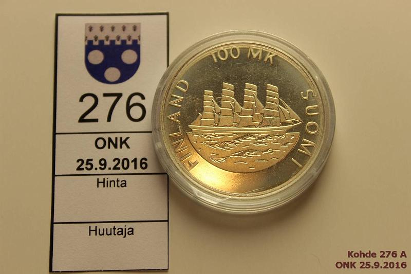 k-0276-a.jpg - Kohde 276, lhthinta: 10 € / myyntihinta: 10 € 100 mk 1991 Ag, BU, Ahvenanmaa, kapseli halki, kunto: 9