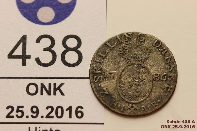 k-0438-a.jpg - Kohde 438, lhthinta: 5 € / myyntihinta: 5 € Norja 2 sk danske 1786 KM#255 Ag, HIAB, Christian VII, kunto: 4