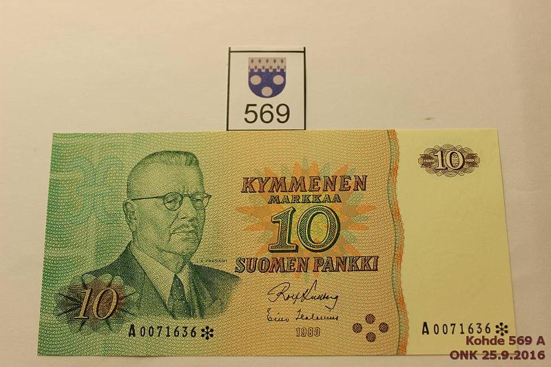 k-0569-a.jpg - Kohde 569, lhthinta: 10 € / myyntihinta: 16 € 10 mk 1980 A* SNY 147.2 A0071636* KU I-Hes, korvaava, kunto: 9