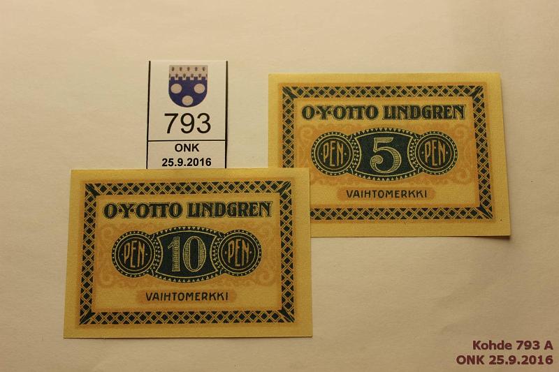 k-0793-a.jpg - Kohde 793, lhthinta: 10 € / myyntihinta: 14 € 5 ja 10 p OY Otto Lindgren, kunto: 9, 9