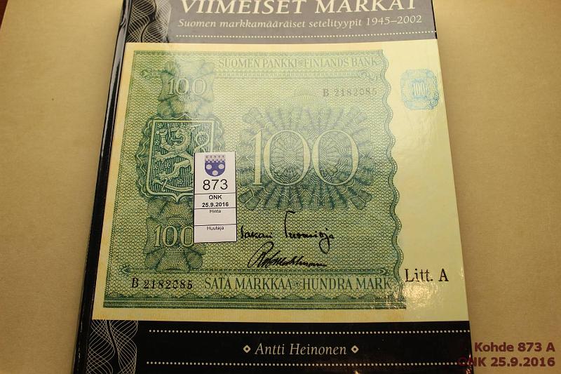 k-0873-a.jpg - Kohde 873, lhthinta: 15 € / myyntihinta: 15 € Antti Heinonen 2012 Viimeiset markkasetelit, SP, Edita, Helsinki, kunto: 10