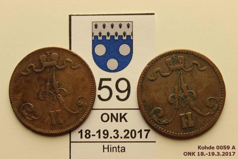 k-0059-a.jpg - Kohde 59 (kuva 1/2), lhthinta: 5 € / myyntihinta: 7 € 5 p 1870, -72 Molemmissa rvja, kunto: 2, 3